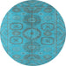 Round Oriental Light Blue Traditional Rug, urb1006lblu