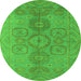 Round Oriental Green Traditional Rug, urb1006grn