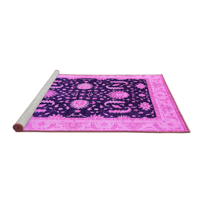 Sideview of Machine Washable Oriental Pink Industrial Rug, wshurb1007pnk