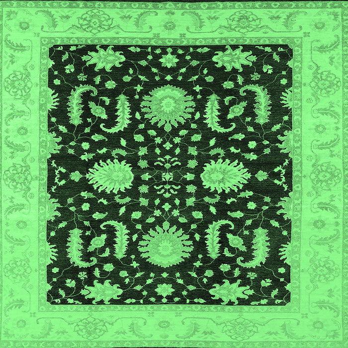 Square Oriental Emerald Green Industrial Rug, urb1007emgrn