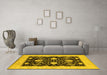 Machine Washable Oriental Yellow Industrial Rug in a Living Room, wshurb1007yw