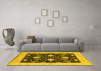 Machine Washable Oriental Yellow Industrial Rug, wshurb1007yw