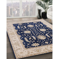 Mid-Century Modern Purple Navy Blue Oriental Rug, urb1007