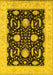 Machine Washable Oriental Yellow Industrial Rug, wshurb1007yw