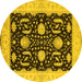 Round Oriental Yellow Industrial Rug, urb1007yw