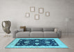 Machine Washable Oriental Light Blue Industrial Rug in a Living Room, wshurb1007lblu