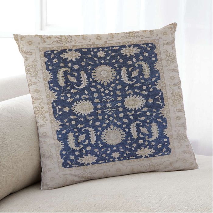 Lifestyle Image of Mid-Century Modern Urban Square Purple Navy Blue Throw Pillow, 18 inch by 18 inch, pwurb1007