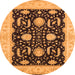 Round Machine Washable Oriental Orange Industrial Area Rugs, wshurb1007org