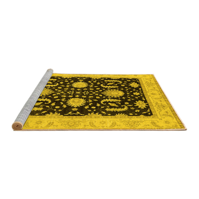 Sideview of Machine Washable Oriental Yellow Industrial Rug, wshurb1007yw