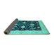 Sideview of Oriental Turquoise Industrial Rug, urb1007turq