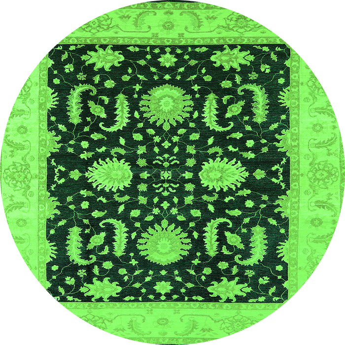 Round Oriental Green Industrial Rug, urb1007grn