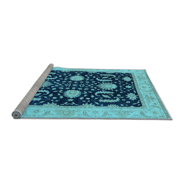 Sideview of Machine Washable Oriental Light Blue Industrial Rug, wshurb1007lblu