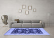 Machine Washable Oriental Blue Industrial Rug in a Living Room, wshurb1007blu