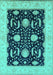 Machine Washable Oriental Turquoise Industrial Area Rugs, wshurb1007turq