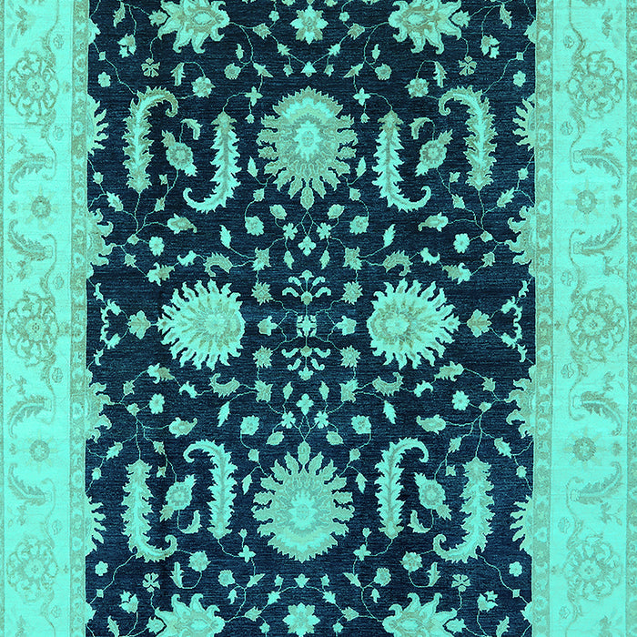 Machine Washable Oriental Turquoise Industrial Area Rugs, wshurb1007turq