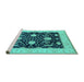 Sideview of Machine Washable Oriental Turquoise Industrial Area Rugs, wshurb1007turq