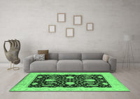 Machine Washable Oriental Emerald Green Industrial Rug, wshurb1007emgrn