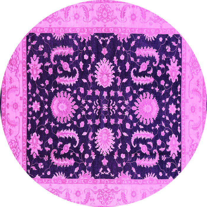 Round Machine Washable Oriental Pink Industrial Rug, wshurb1007pnk