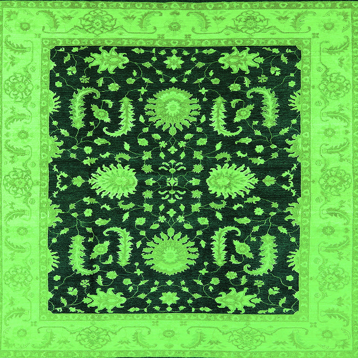 Square Machine Washable Oriental Green Industrial Area Rugs, wshurb1007grn