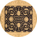 Round Oriental Brown Industrial Rug, urb1007brn