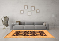 Machine Washable Oriental Orange Industrial Rug, wshurb1007org