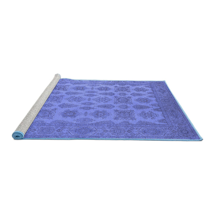 Sideview of Machine Washable Oriental Blue Industrial Rug, wshurb1008blu