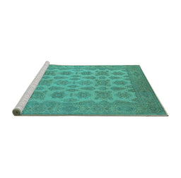 Sideview of Machine Washable Oriental Turquoise Industrial Area Rugs, wshurb1008turq