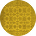 Round Oriental Yellow Industrial Rug, urb1008yw