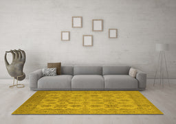 Machine Washable Oriental Yellow Industrial Rug in a Living Room, wshurb1008yw