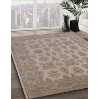 Mid-Century Modern Dark Almond Brown Oriental Rug, urb1008