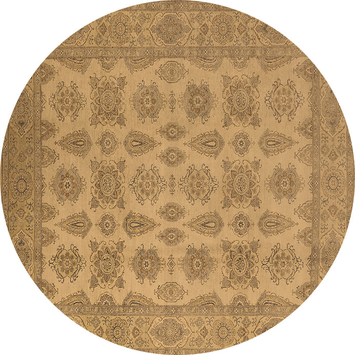 Round Machine Washable Oriental Brown Industrial Rug, wshurb1008brn