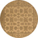 Round Machine Washable Oriental Brown Industrial Rug, wshurb1008brn