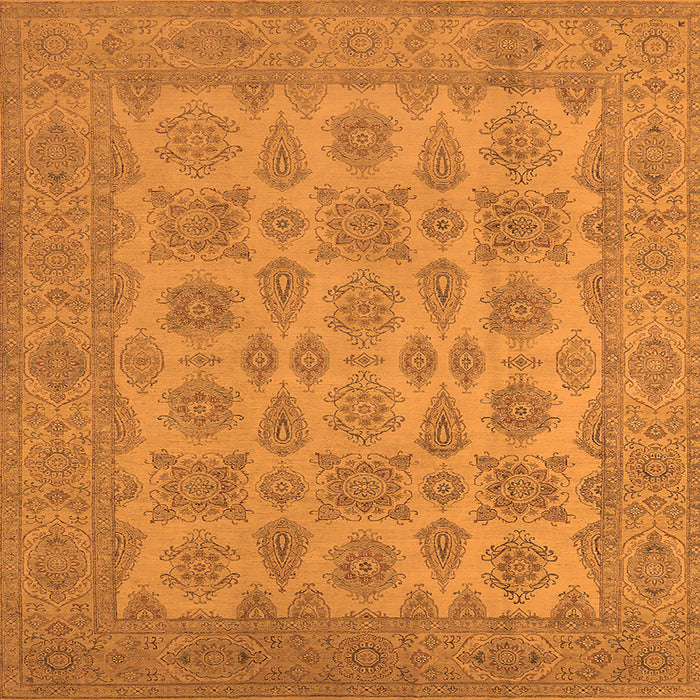 Square Machine Washable Oriental Orange Industrial Area Rugs, wshurb1008org