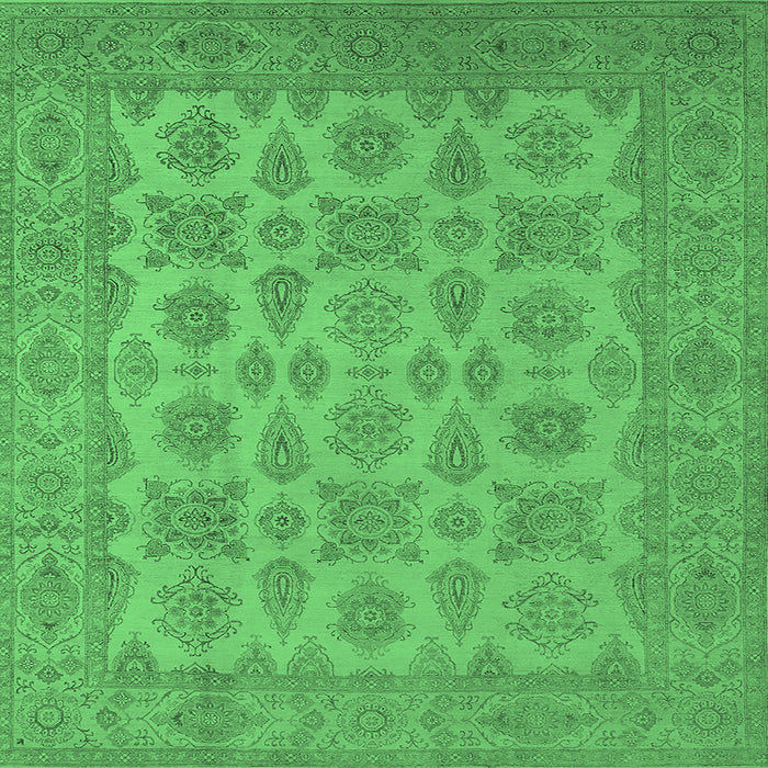 Square Machine Washable Oriental Emerald Green Industrial Area Rugs, wshurb1008emgrn