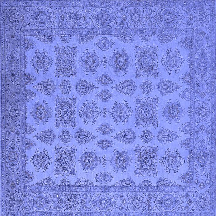 Square Machine Washable Oriental Blue Industrial Rug, wshurb1008blu