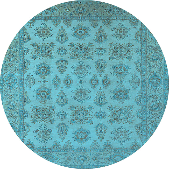 Round Oriental Light Blue Industrial Rug, urb1008lblu