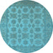 Round Oriental Light Blue Industrial Rug, urb1008lblu