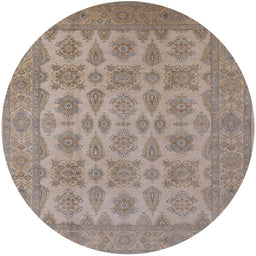 Round Mid-Century Modern Dark Almond Brown Oriental Rug, urb1008
