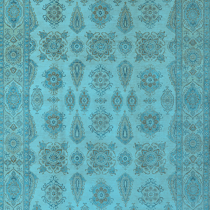 Machine Washable Oriental Light Blue Industrial Rug, wshurb1008lblu