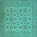 Square Oriental Turquoise Industrial Rug, urb1008turq