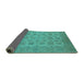 Sideview of Oriental Turquoise Industrial Rug, urb1008turq