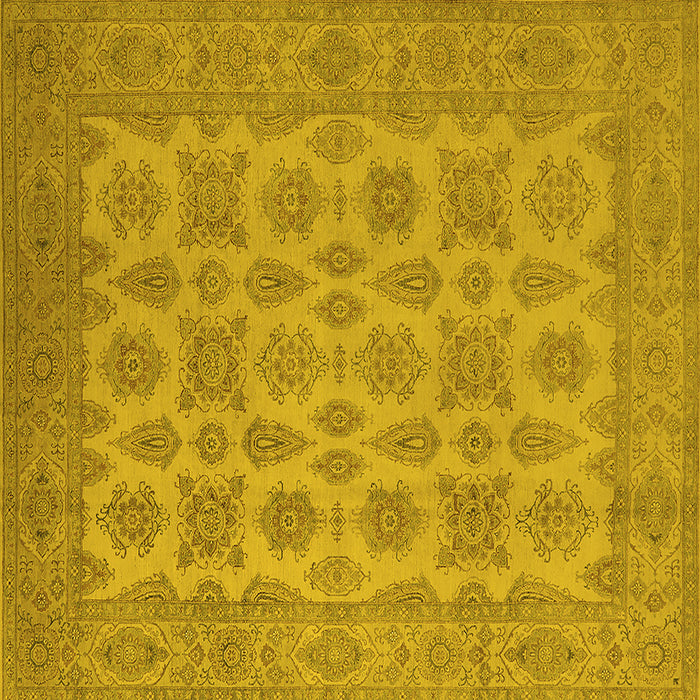 Square Machine Washable Oriental Yellow Industrial Rug, wshurb1008yw