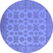 Round Oriental Blue Industrial Rug, urb1008blu