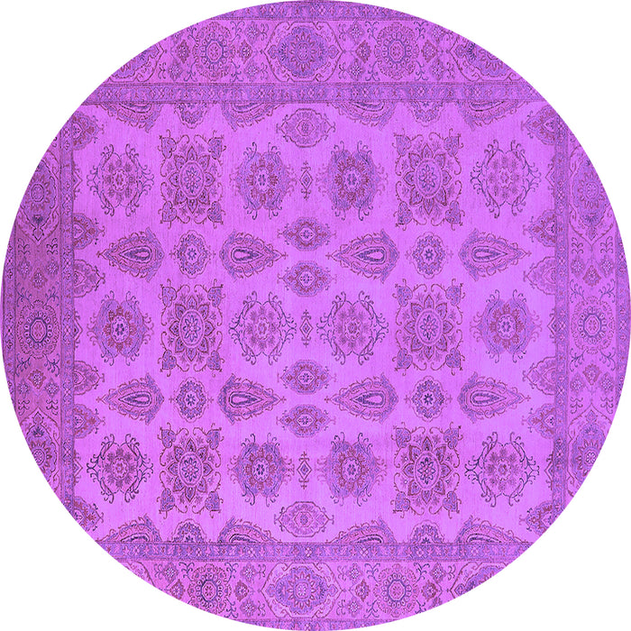 Round Oriental Purple Industrial Rug, urb1008pur