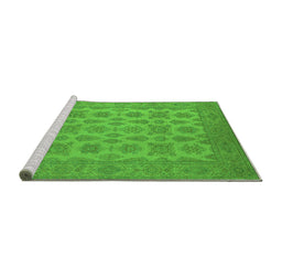Sideview of Machine Washable Oriental Green Industrial Area Rugs, wshurb1008grn