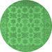 Round Oriental Emerald Green Industrial Rug, urb1008emgrn