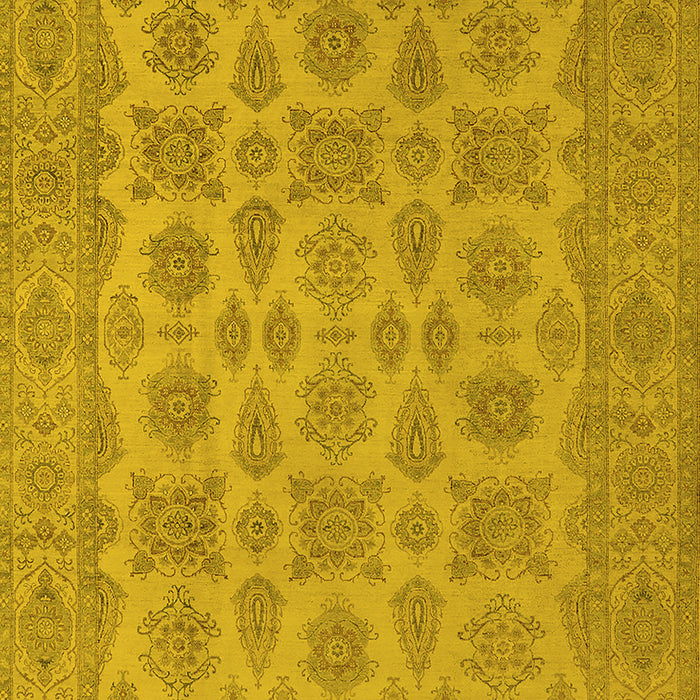 Machine Washable Oriental Yellow Industrial Rug, wshurb1008yw