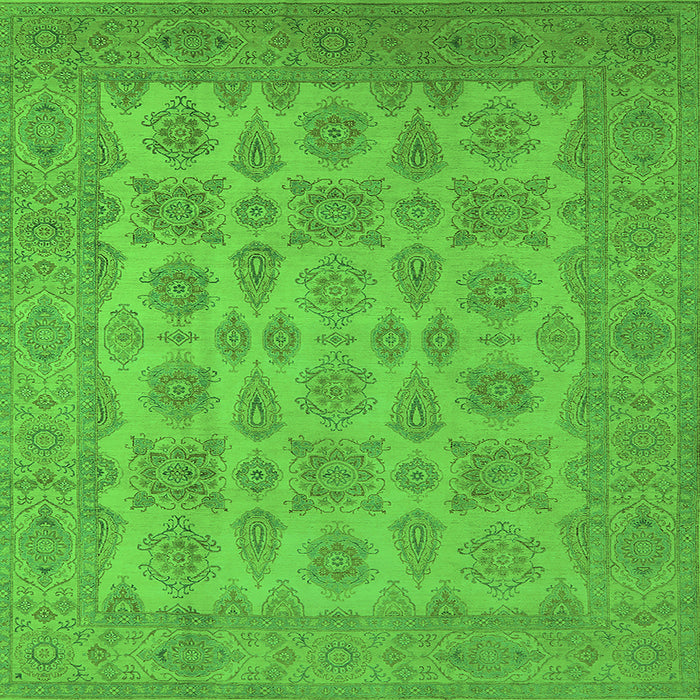 Square Oriental Green Industrial Rug, urb1008grn