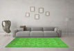 Machine Washable Oriental Green Industrial Area Rugs in a Living Room,, wshurb1008grn