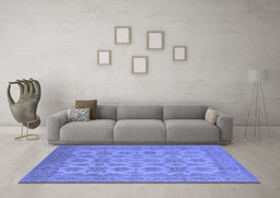 Machine Washable Oriental Blue Industrial Rug in a Living Room, wshurb1008blu